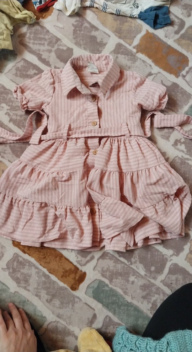 Pembe Kat Katlı Kız Elbisesi düğün doğum gunu için uygun - Görsel 3