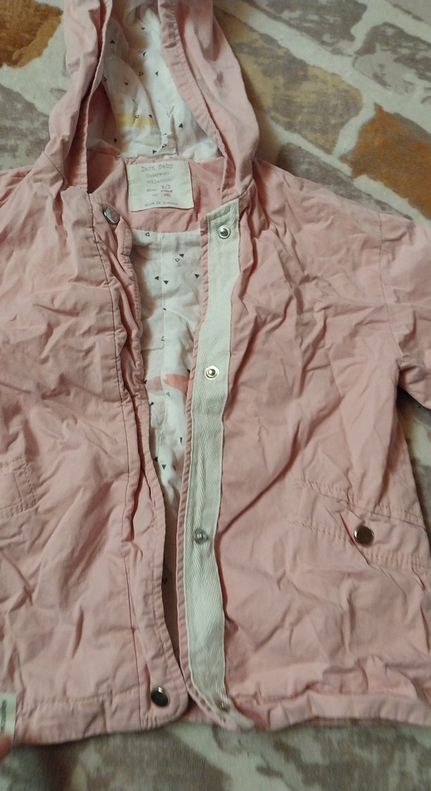 Kız Çocuk Kapüşonlu Düğmeli Pembe Ceket - Görsel 4