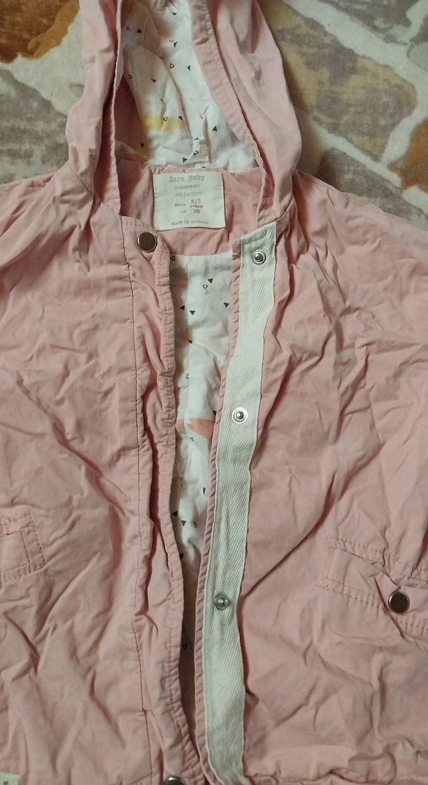 Kız Çocuk Kapüşonlu Düğmeli Pembe Ceket - Görsel 2