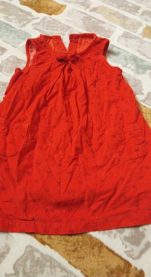 Kolsuz Kız Çocuk Kırmızı Elbise - Görsel 3
