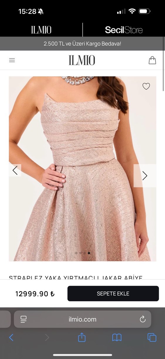 Bej Parlak Desenli Uzun Abiye - Görsel 4