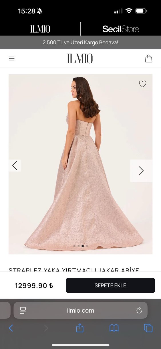 Bej Parlak Desenli Uzun Abiye - Görsel 3