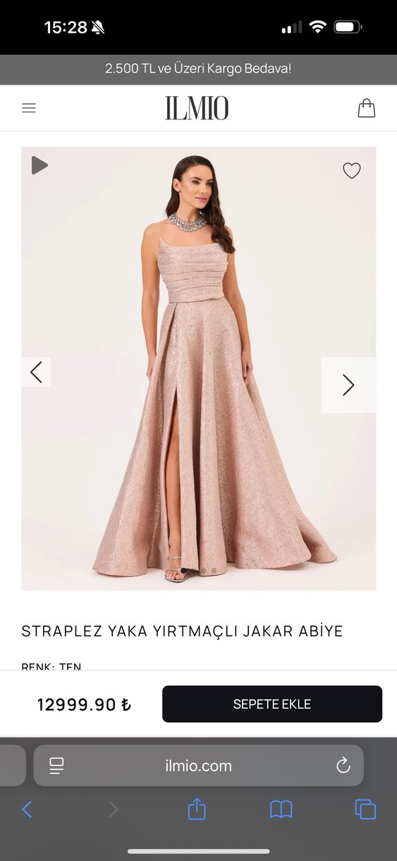 Bej Parlak Desenli Uzun Abiye - Görsel 2