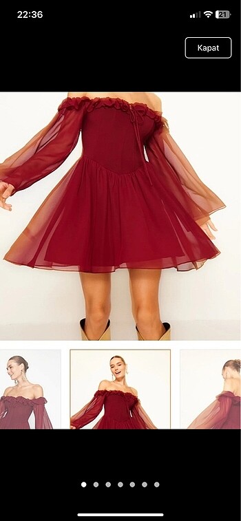 Trendyolmilla Korse Bordo elbise