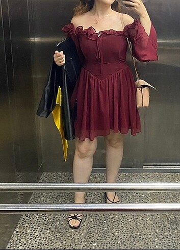Trendyol & Milla Trendyolmilla Korse Bordo elbise