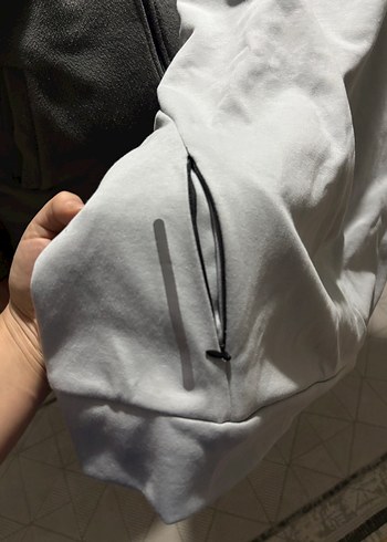 Erkek Beyaz Fermuarlı Sweatshirt - Görsel 2