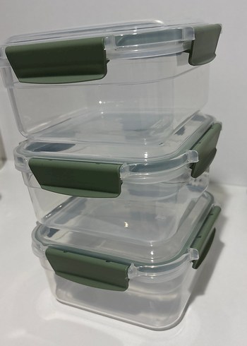 Yeşil Kilitli Şeffaf Saklama Kabı Seti - Görsel 3