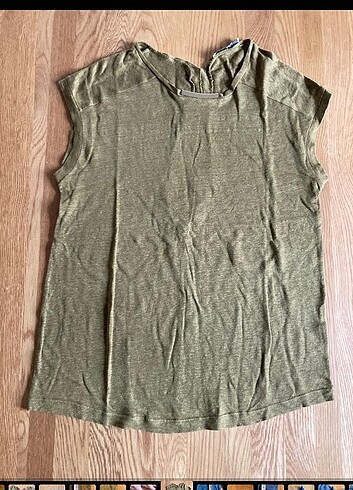 Zara S beden kahve/yeşil ince bluz