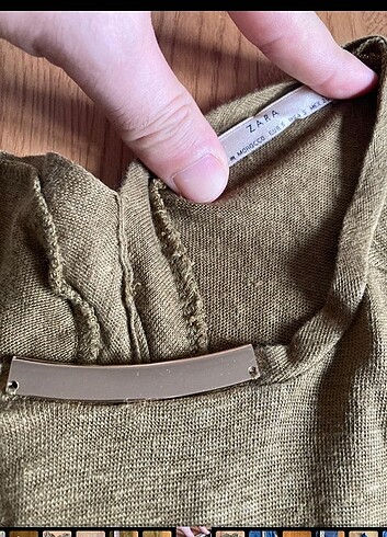 Zara Zara S beden kahve/yeşil ince bluz