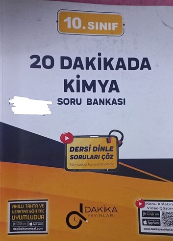 Dakika Yayınları kimya 10 sınıf test kitabı 20 dakikada kimya so