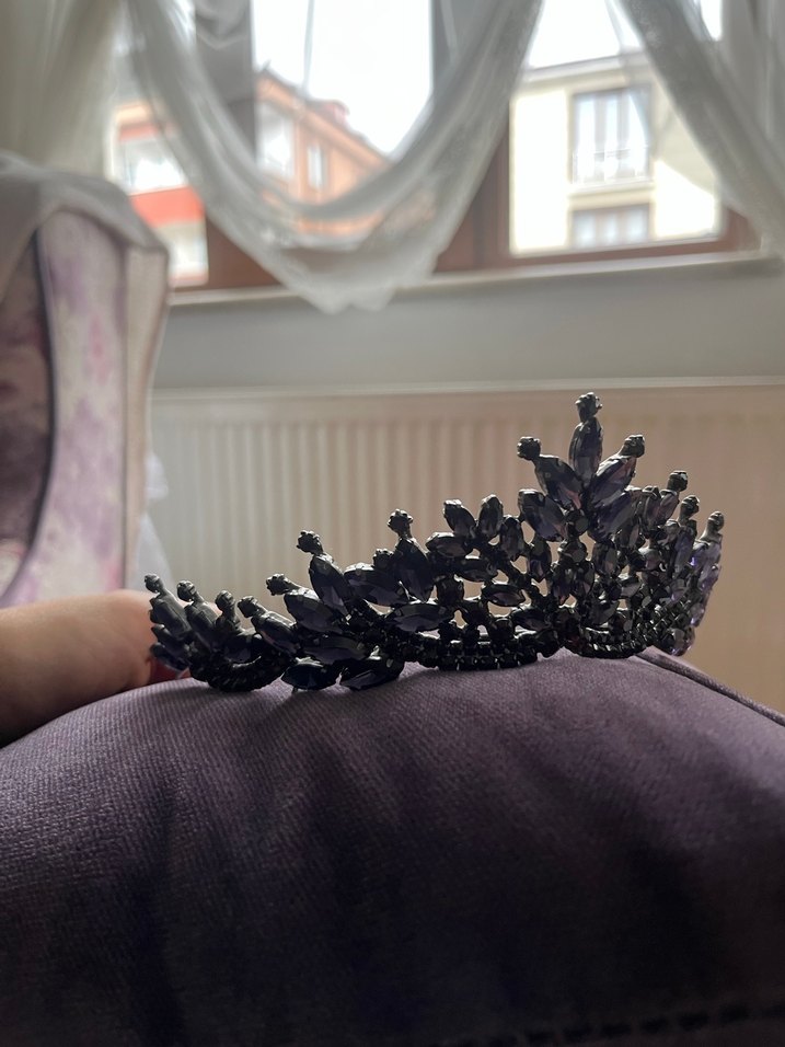 Mor Boncuklu Saç Tacı/ nişan tacı gelin tacı - Görsel 5