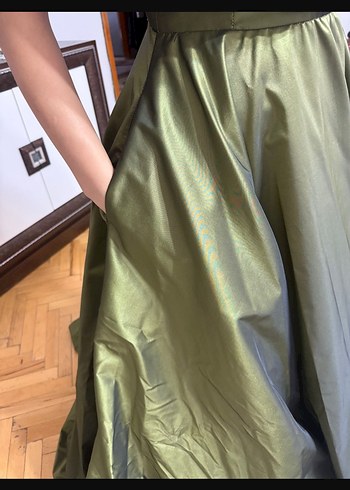 Drapeli Straplez Kadın Uzun Abiye Elbise - Görsel 5