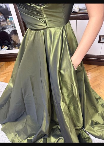 Drapeli Straplez Kadın Uzun Abiye Elbise - Görsel 6