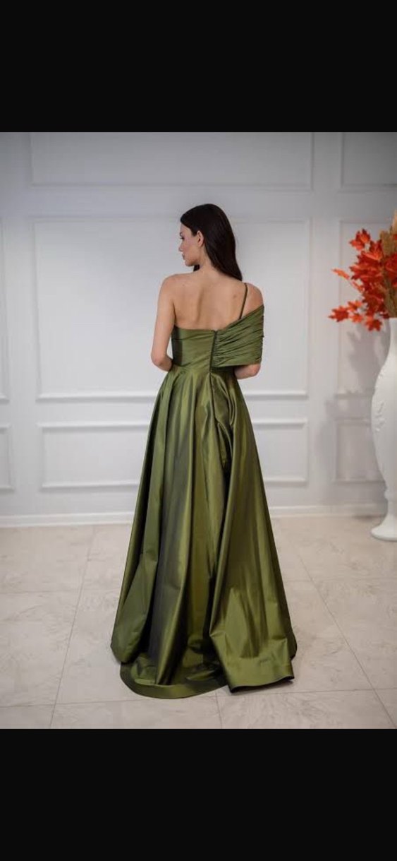 Drapeli Straplez Kadın Uzun Abiye Elbise - Görsel 2