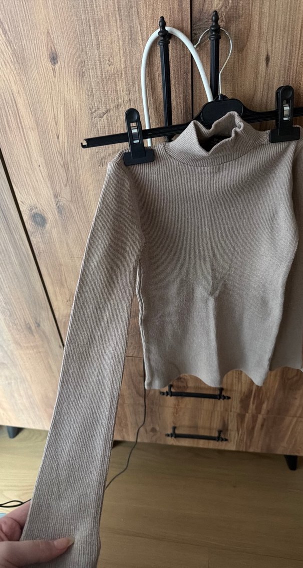 Bej Kadın Triko Balıkçı Yaka Kazak - Görsel 2