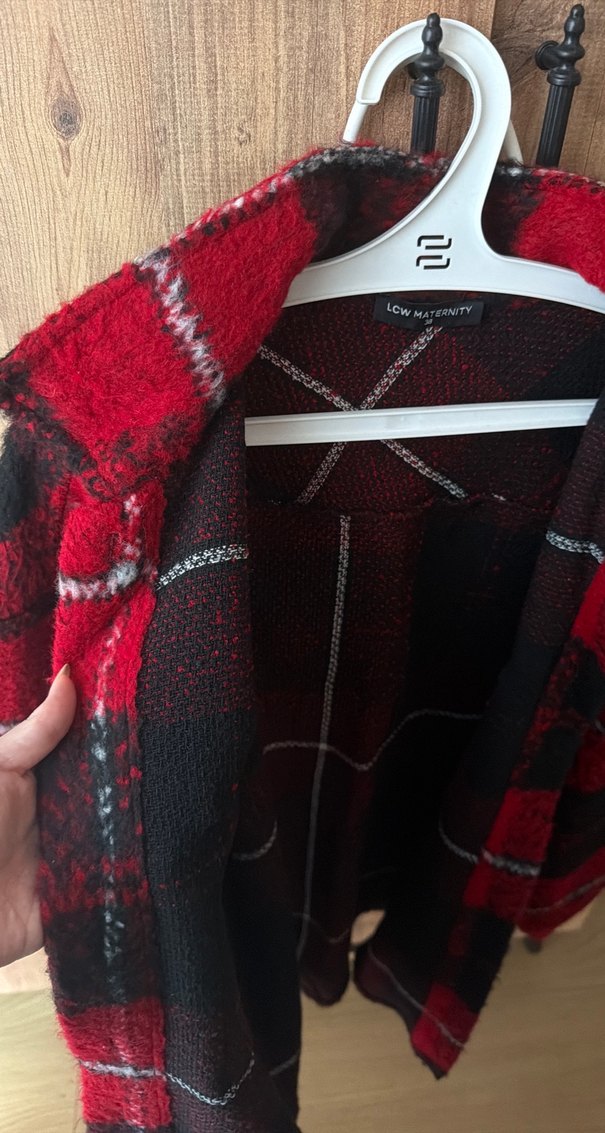 Kırmızı Ekoseli Düğmeli Kadın Gömlek - Görsel 4