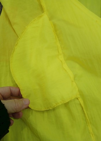 Sarı Midi Boy Düğmeli Kadın Yağmurluk - Görsel 6