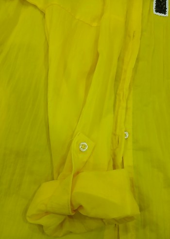 Sarı Midi Boy Düğmeli Kadın Yağmurluk - Görsel 2