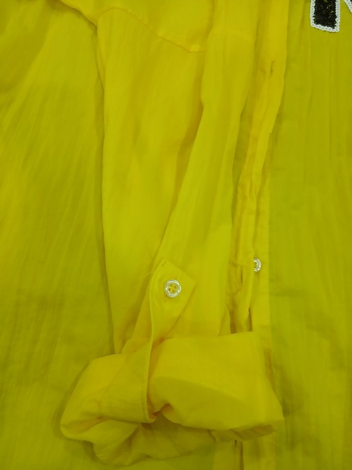 Sarı Midi Boy Düğmeli Kadın Yağmurluk - Görsel 2