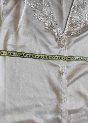 m Beden beyaz Renk Uzun Kollu Beyaz Vintage Kadın Pijama Takımı