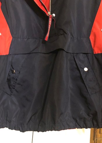 Kadın Lacivert Kırmızı Sweatshirt yağmurluk Ceket - Görsel 3