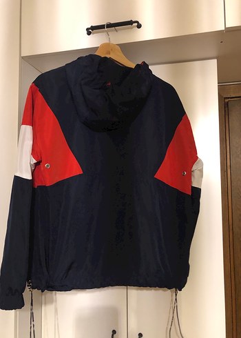 Kadın Lacivert Kırmızı Sweatshirt yağmurluk Ceket - Görsel 4