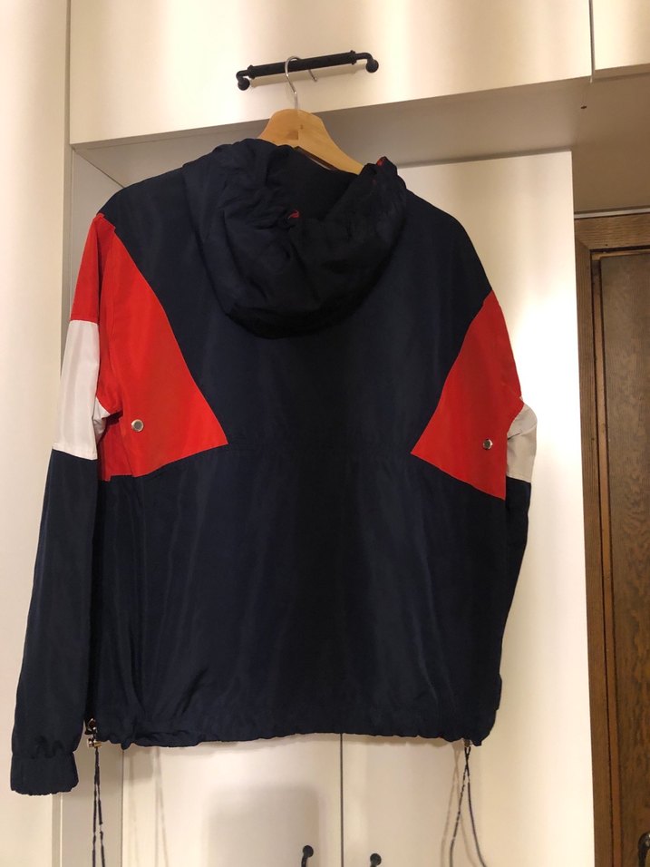 Kadın Lacivert Kırmızı Sweatshirt yağmurluk Ceket - Görsel 4