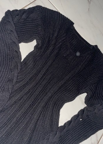 Siyah Örgü Kadın Kazak - Görsel 3