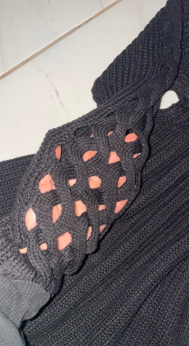 Siyah Örgü Kadın Kazak - Görsel 4