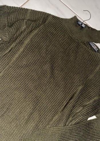 Kahverengi Boğazlı Örgü Kadın Kazak - Görsel 3