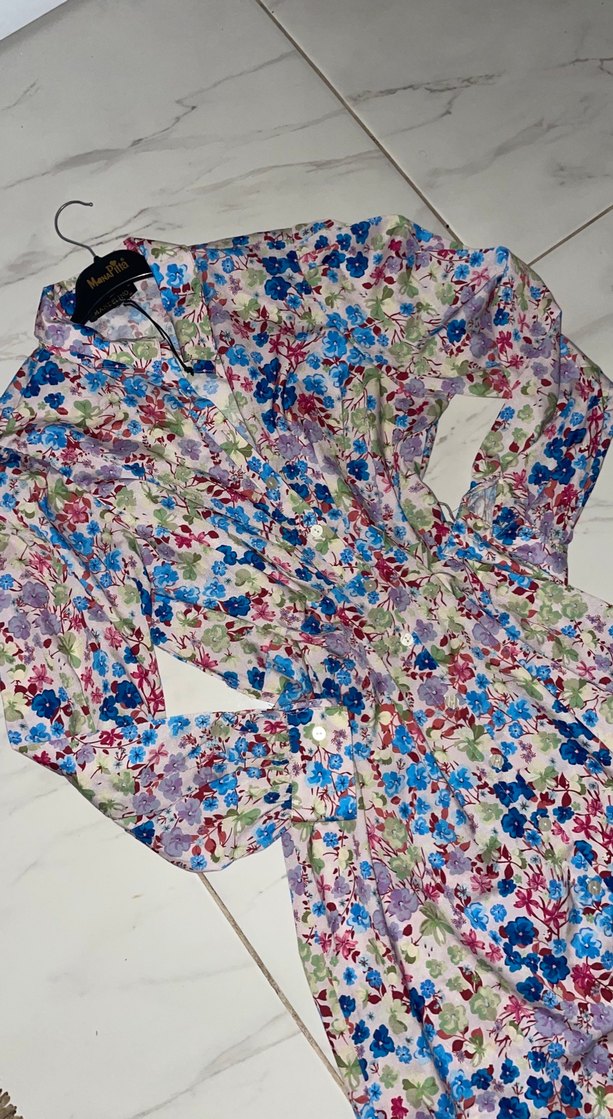 Çiçek Desenli Uzun Kollu elbise - Görsel 2