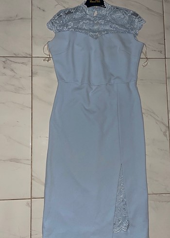 Gri Dantel Detaylı Uzun Abiye Elbise - Görsel 6