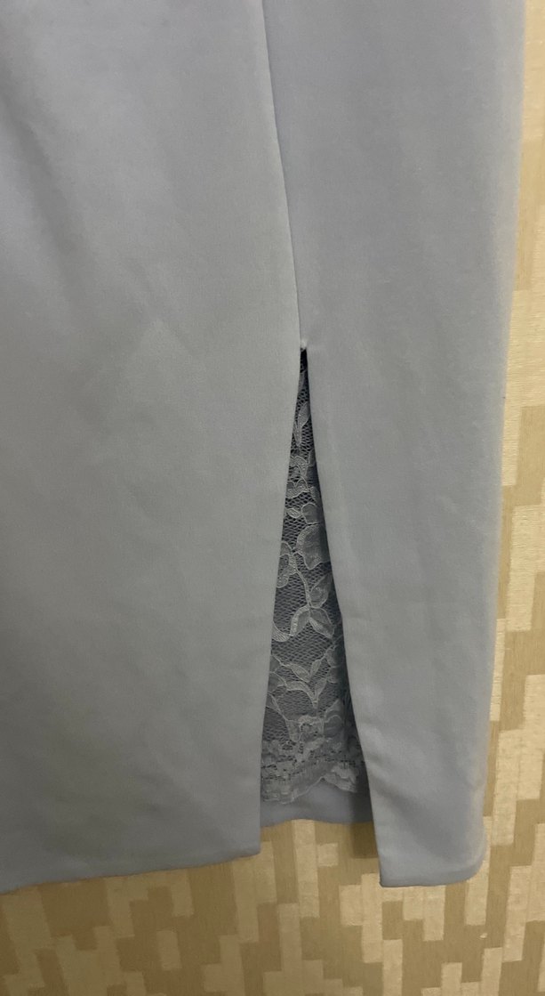 Gri Dantel Detaylı Uzun Abiye Elbise - Görsel 3