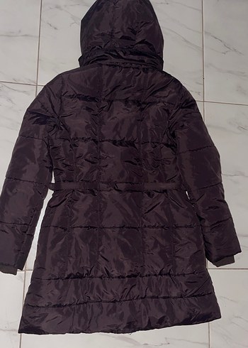 Kahverengi Kemerli Kadın Uzun Kışlık Mont - Görsel 5