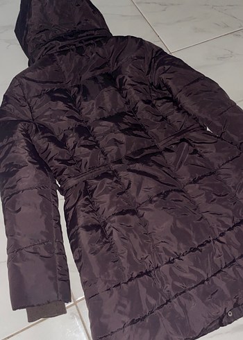 Kahverengi Kemerli Kadın Uzun Kışlık Mont - Görsel 6