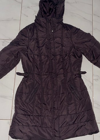 Kahverengi Kemerli Kadın Uzun Kışlık Mont - Görsel 2