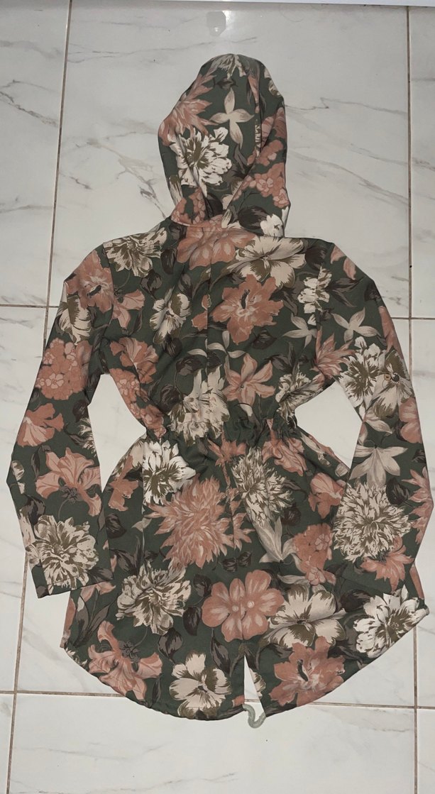 Gri Çiçek Desenli Uzun Bohem Kimono - Görsel 5