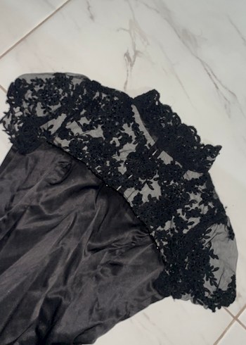 Drapeli Siyah Midi Gotik Abiye Elbise - Görsel 3