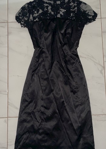 Drapeli Siyah Midi Gotik Abiye Elbise - Görsel 2