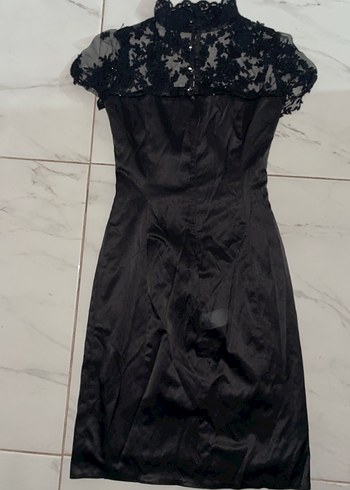 Drapeli Siyah Midi Gotik Abiye Elbise - Görsel 4