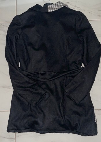 Kemerli Siyah Beyaz Kareli Midi Kadın Kaban - Görsel 5