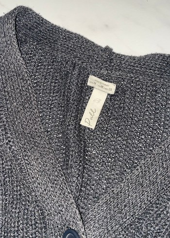 Gri Örgü V Yaka Kadın Hırka - Görsel 4