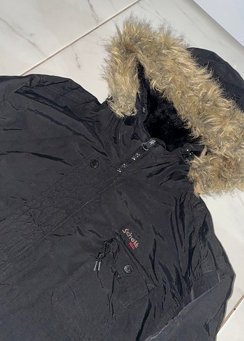 Siyah Kürklü Kapüşonlu Erkek Mont - Görsel 3