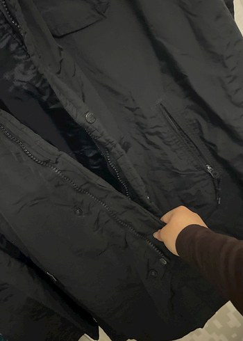 Siyah Kürklü Kapüşonlu Erkek Mont - Görsel 11