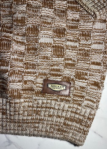 Kahverengi Gri Örgü Erkek Kazak - Görsel 5