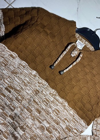 Kahverengi Gri Örgü Erkek Kazak - Görsel 3