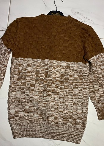 Kahverengi Gri Örgü Erkek Kazak - Görsel 7