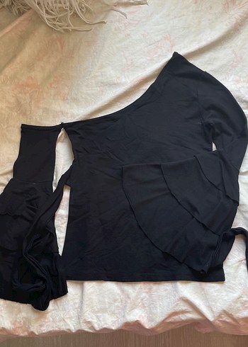 LC Waikiki Siyah Drapeli Kadın Wrap Bluz