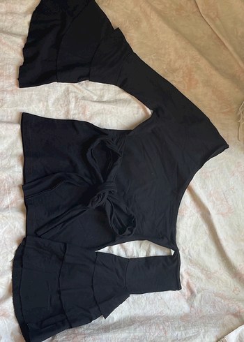 m Beden siyah Renk Siyah Drapeli Kadın Wrap Bluz