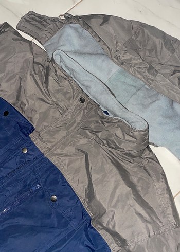 Gri-Mavi Düğmeli Erkek Kaban - Görsel 4